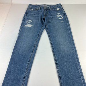 Abercrombie Fitch Jean Men 29x28* Langdon Skinny Blue Distressed Denim Tag 28x30